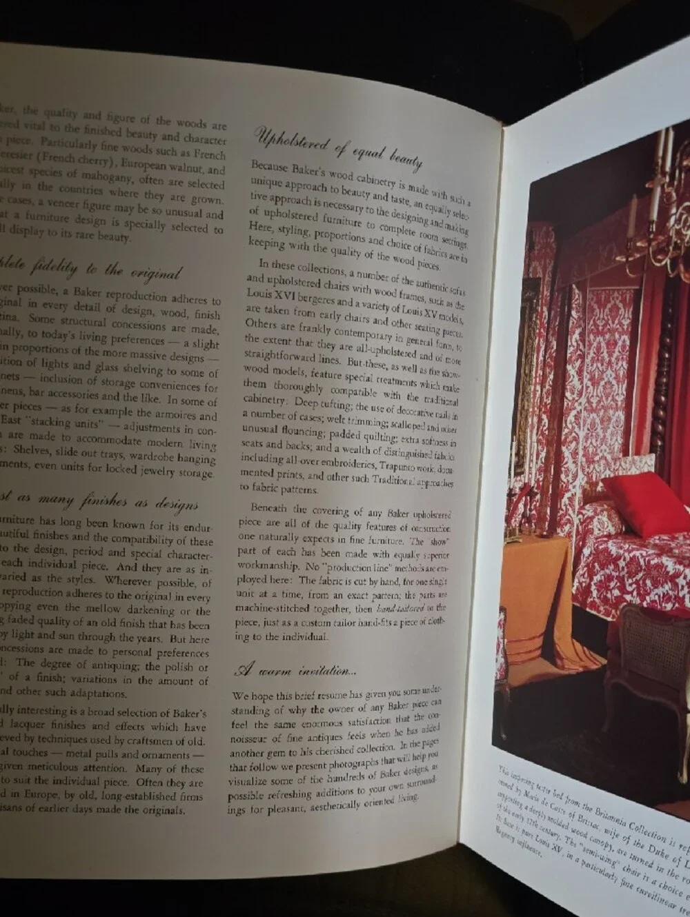Baker Furniture Co Red Hardcover Furniture Book with Gold Lettering
